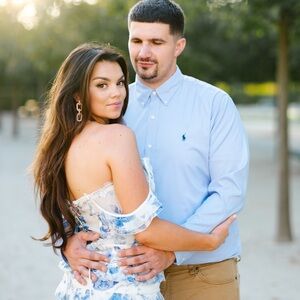 Alamour The Label Blue and White Floral Wedding Dress